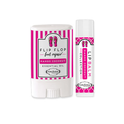 Mini Flip Flop Foot Repair &amp; Lip Balm Set - Mango Coconut by Pure Factory (Ships in 3 Weeks)