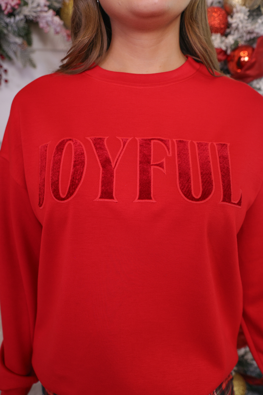 Joyful Velvet Patch Luxe Pullover by Jess Lea