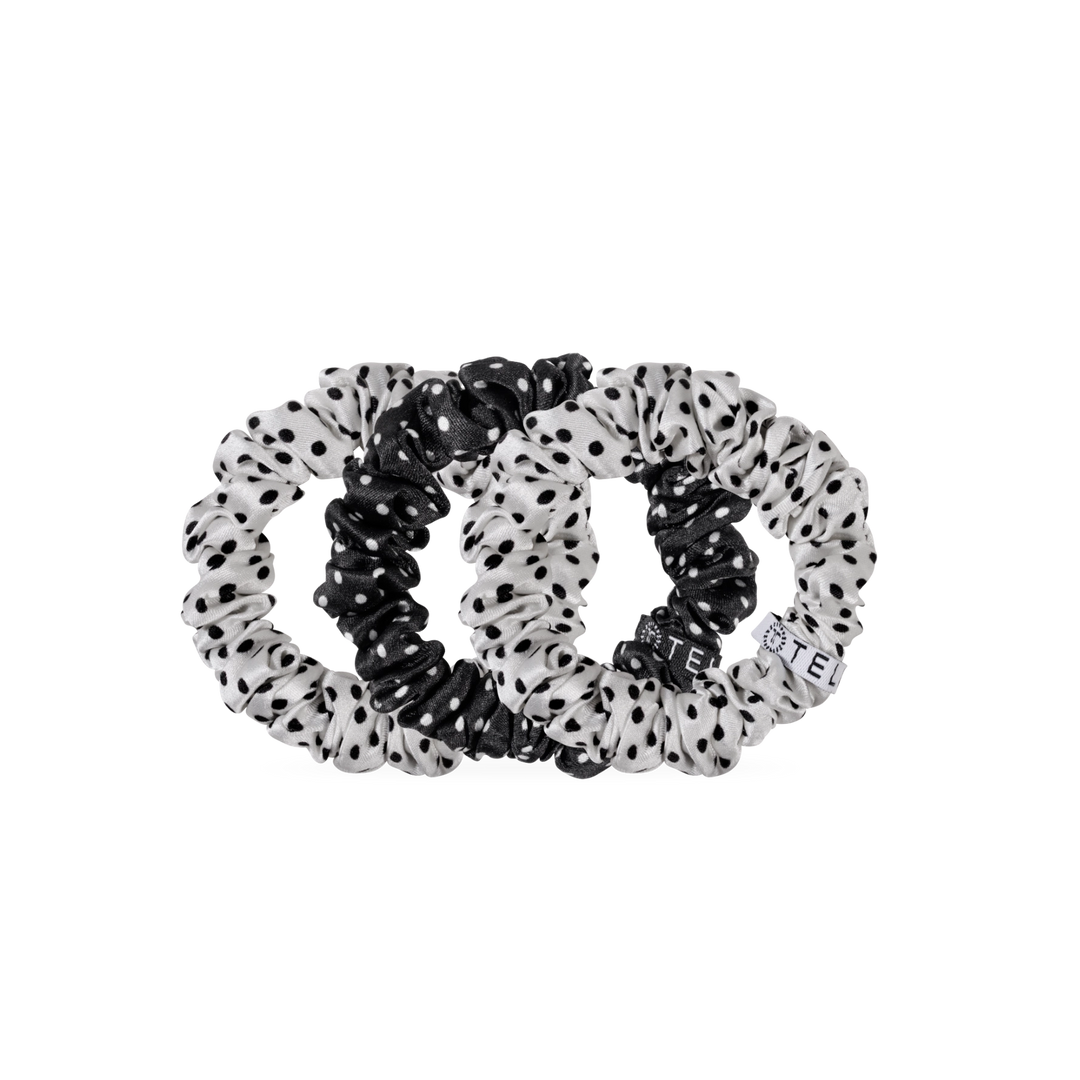 Teleties Silk Scrunchies - Small Band Pack of 3 - Polka Dot Party (Ships Next Week)