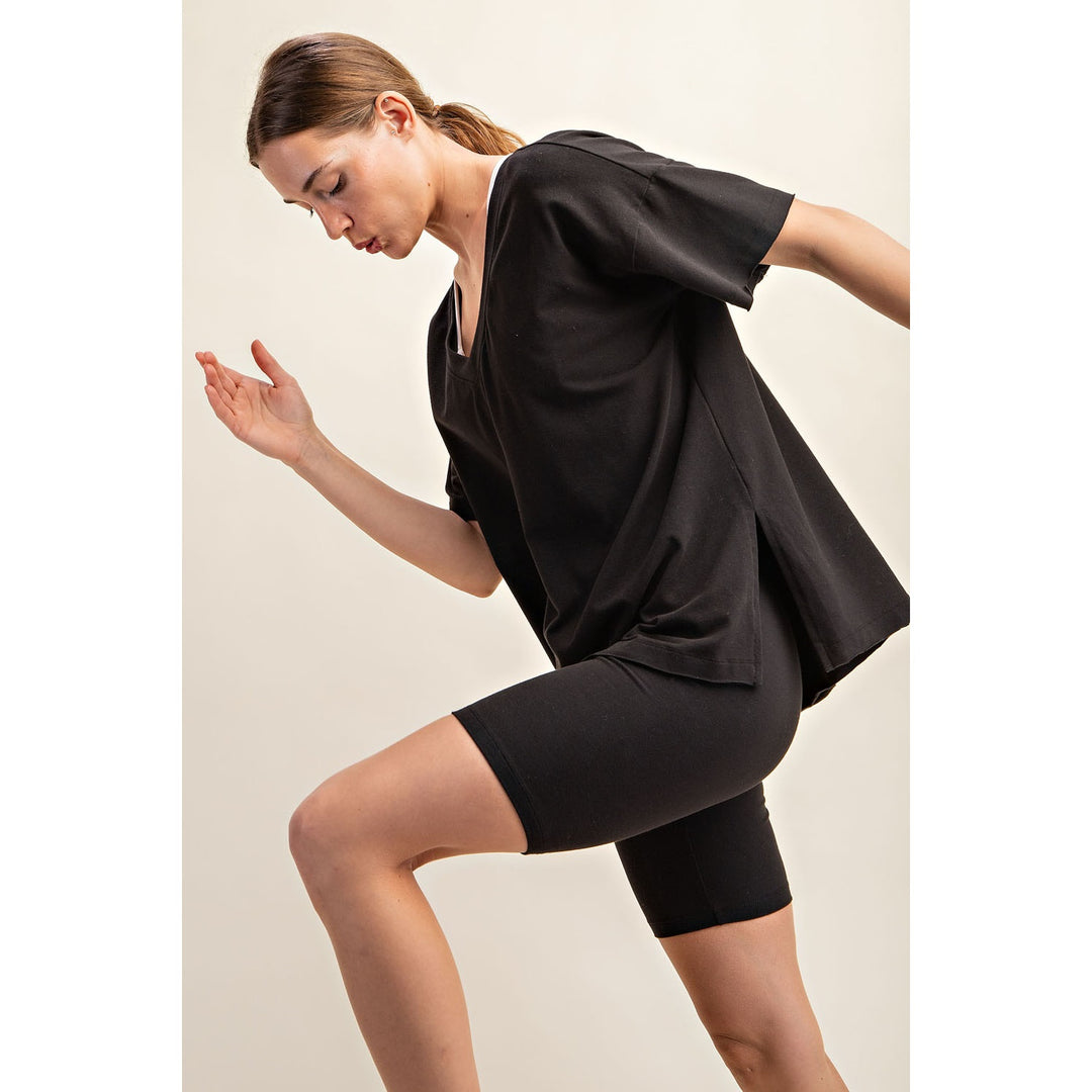 V-Neck Tee by Rae Mode - Black