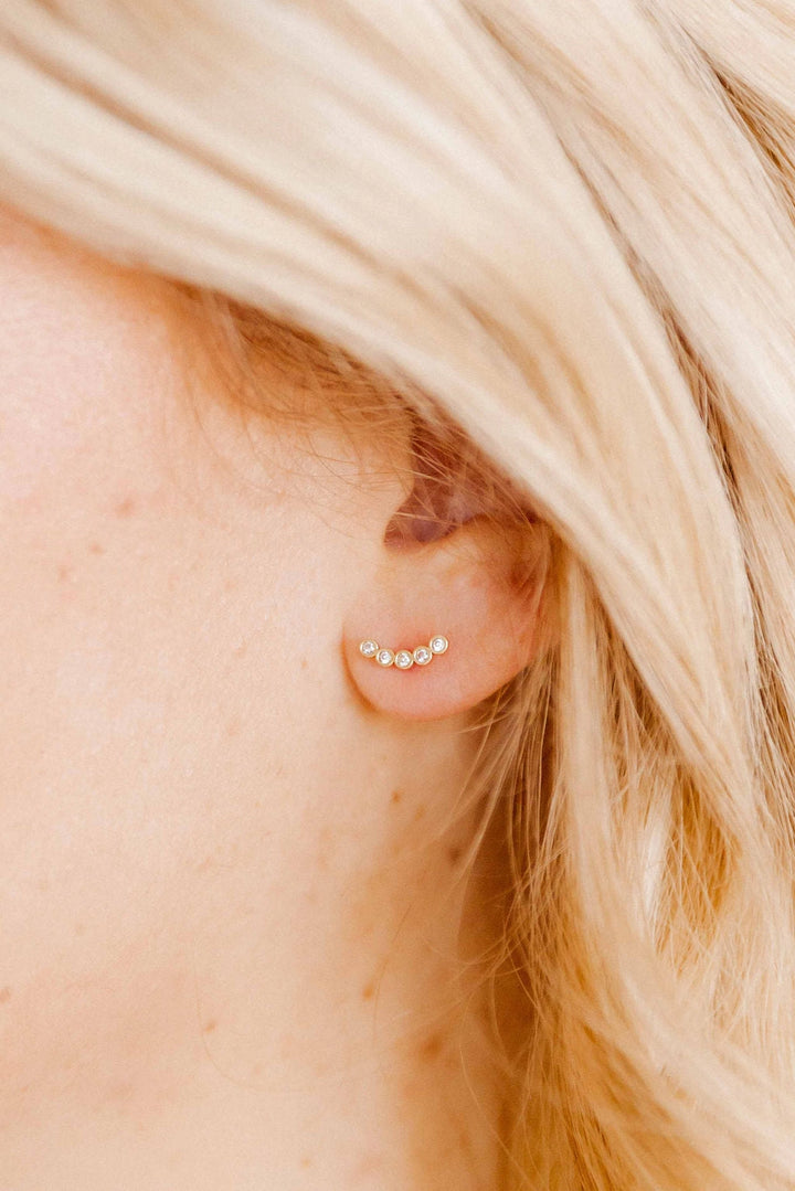 Screwback Stud Earrings - Abigail Sparkle Gold By Linny Co