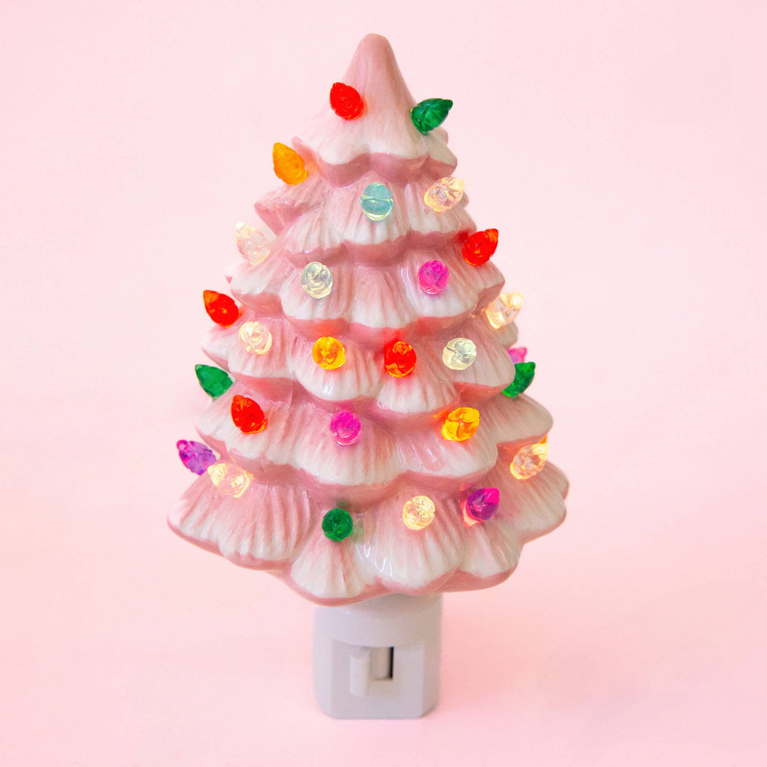 Vintage Christmas Tree Night Light - Pink