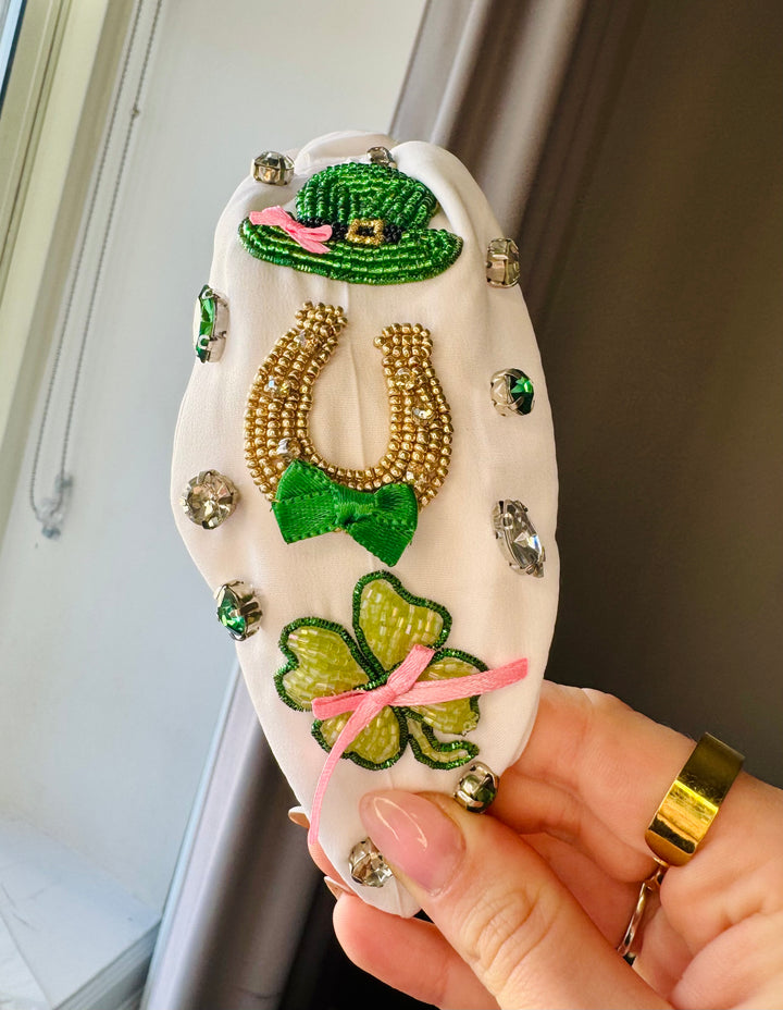 St. Patrick's Day Lucky Charm Beaded Headband - Choice of Color