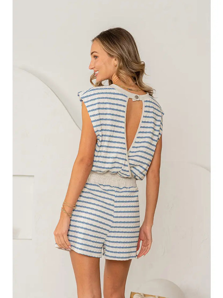 Relaxed Fit Sleeveless Stripe Romper by Sew In Love