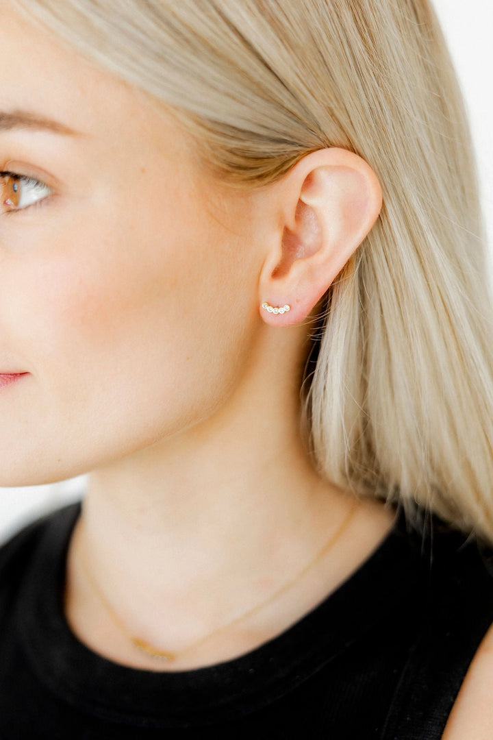 Screwback Stud Earrings - Abigail Sparkle Gold By Linny Co
