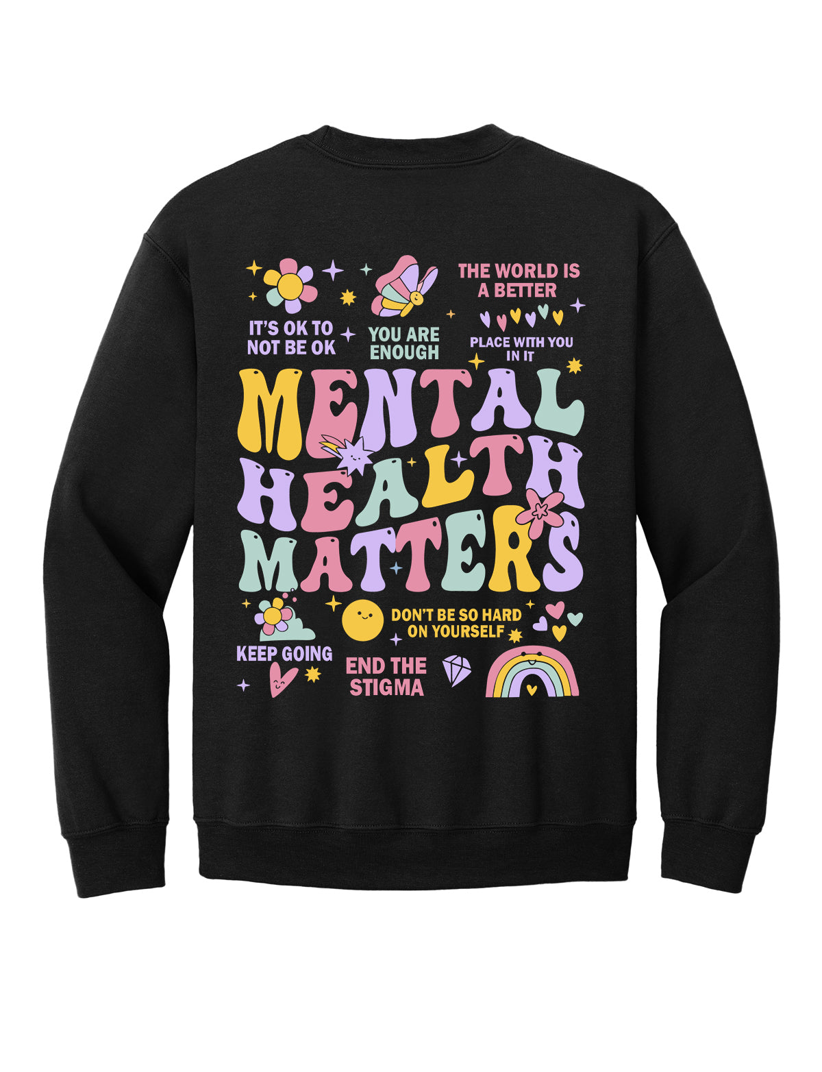 'Mental Health Matters' Multicolor Graphic Sweatshirt: Prep Obsessed x Weather With Lauren (Ships in 2-3 Weeks)