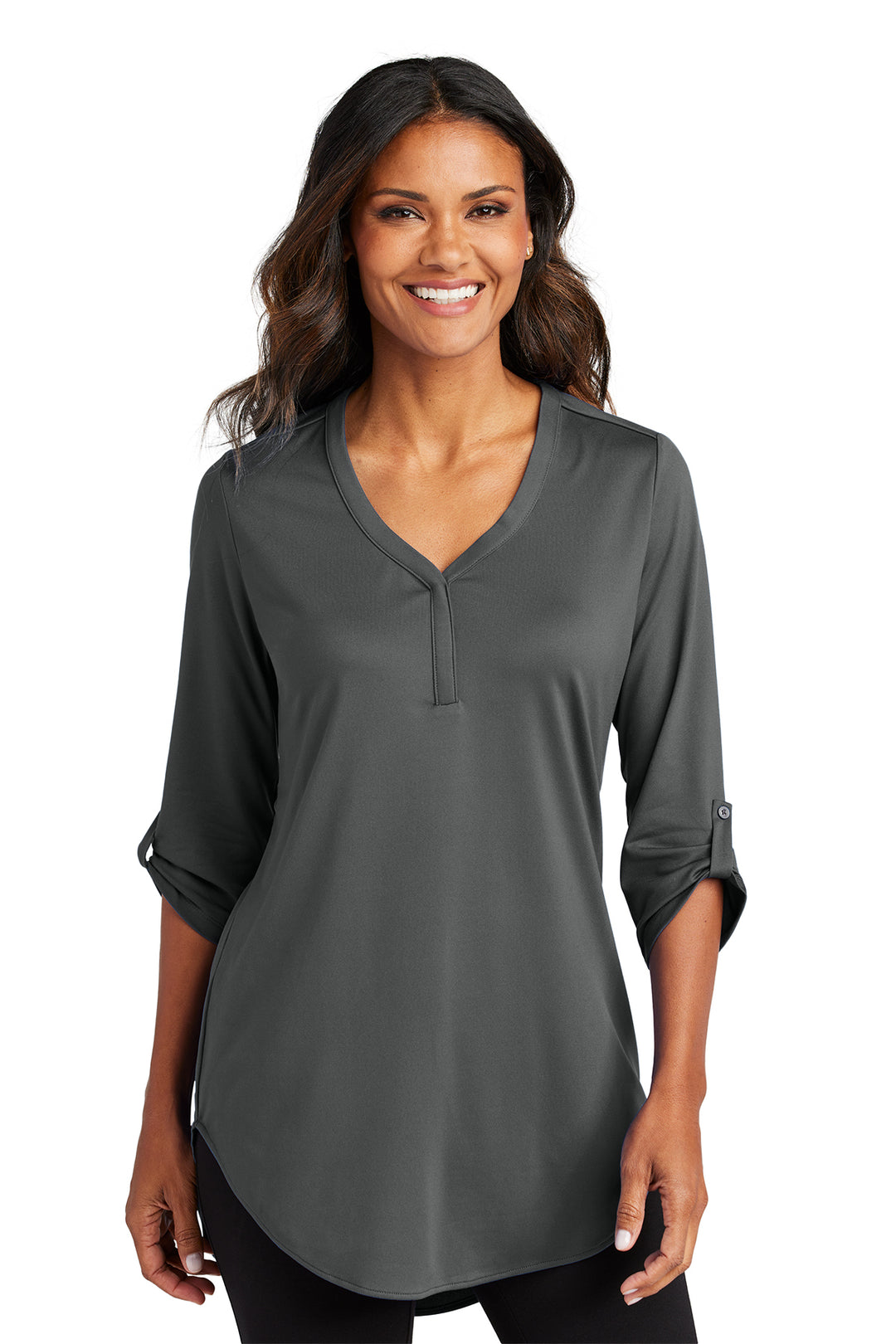 Thea City Stretch 3/4 Sleeve Tunic - Graphite
