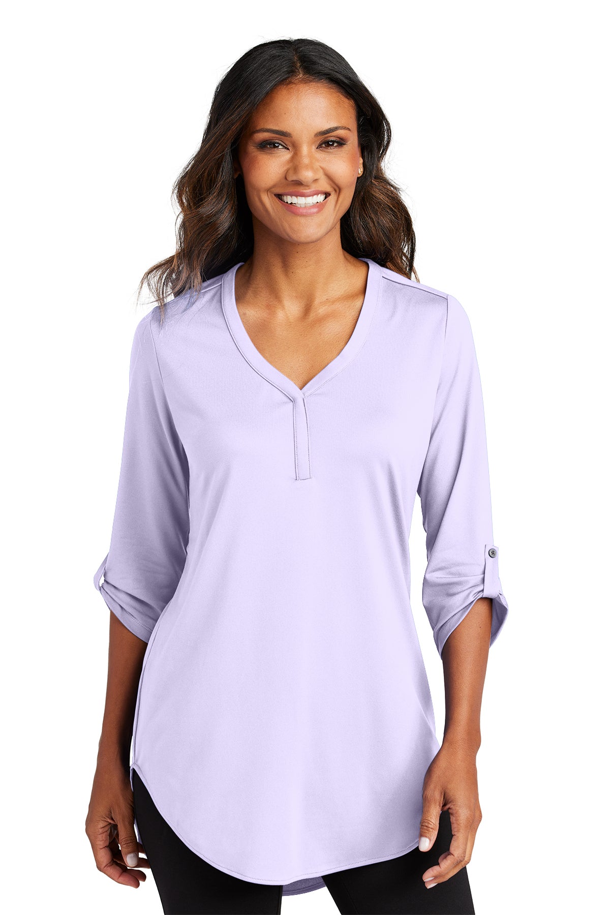 Thea City Stretch 3/4 Sleeve Tunic - Bright Lavender (Ships in 1-2 Weeks)