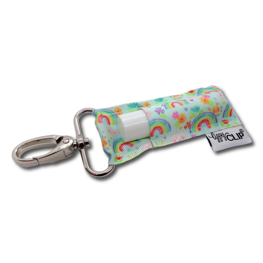Rainbows on Aqua LippyClip® Lip Balm Holder (PREORDER: Ships in 2-3 Weeks)