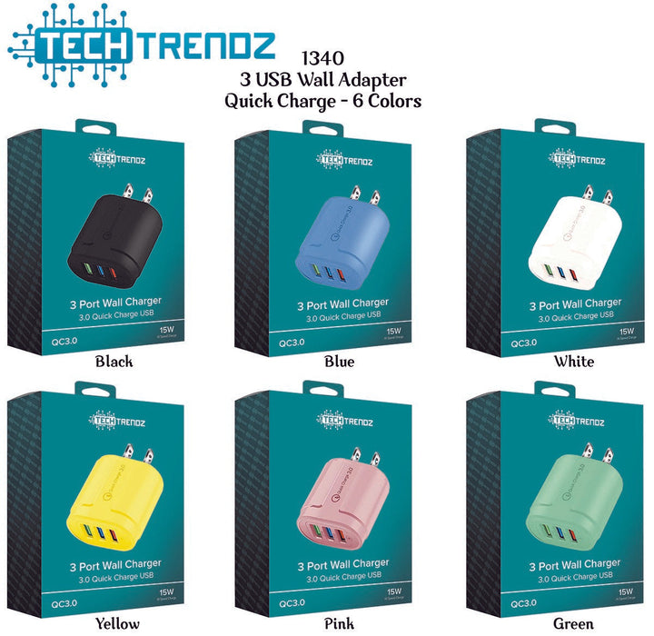 3 USB Quick Charging Adapter by Tech Trendz