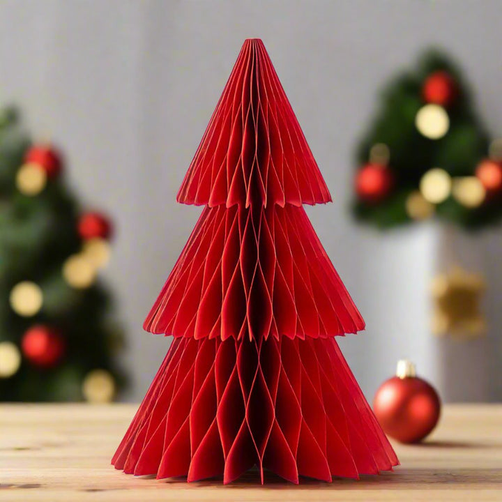 Dark Red Accordion Paper Tree 15"