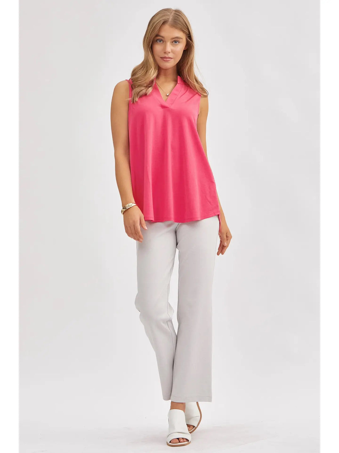 Lizzy Solid A-Line Tank - Pop Pink