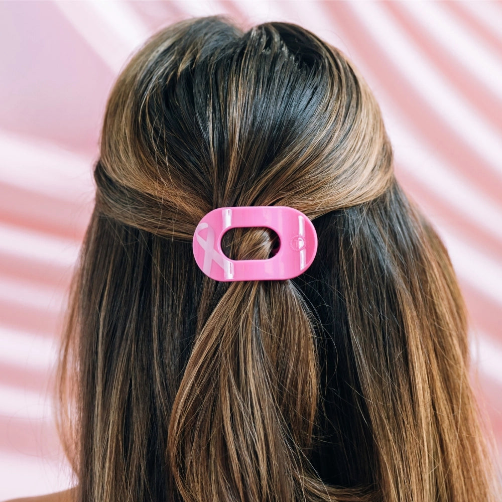 Tiny Teleties Flat Oval Clip - Breast Cancer Awareness (Ships Next Week)