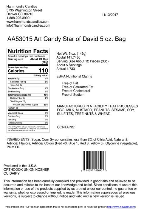 Star of David Blueberry Simcha Candies