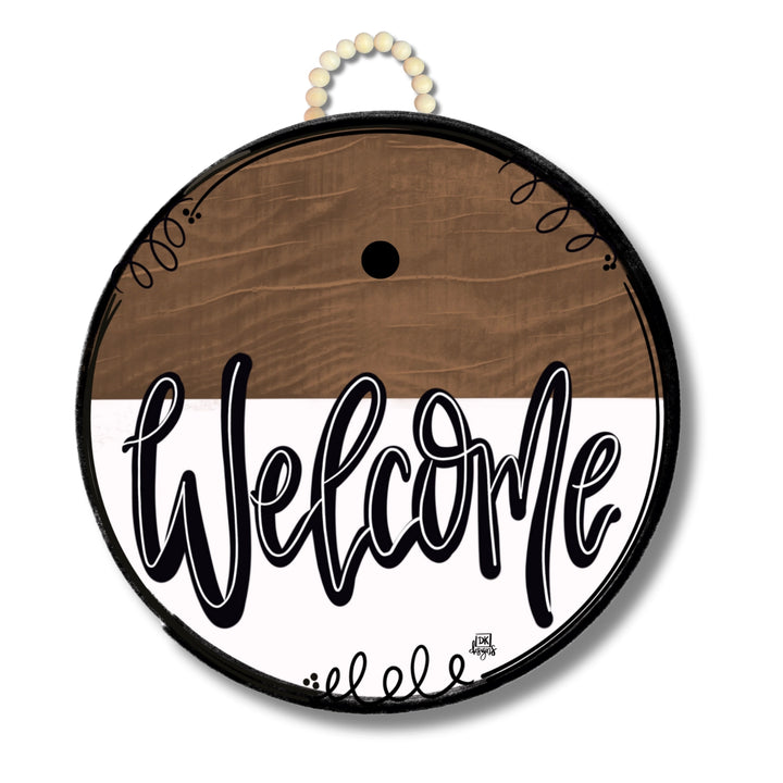 'Welcome' Round Classic + Mini DK Door Hanger (Ships in 3-4 Weeks)