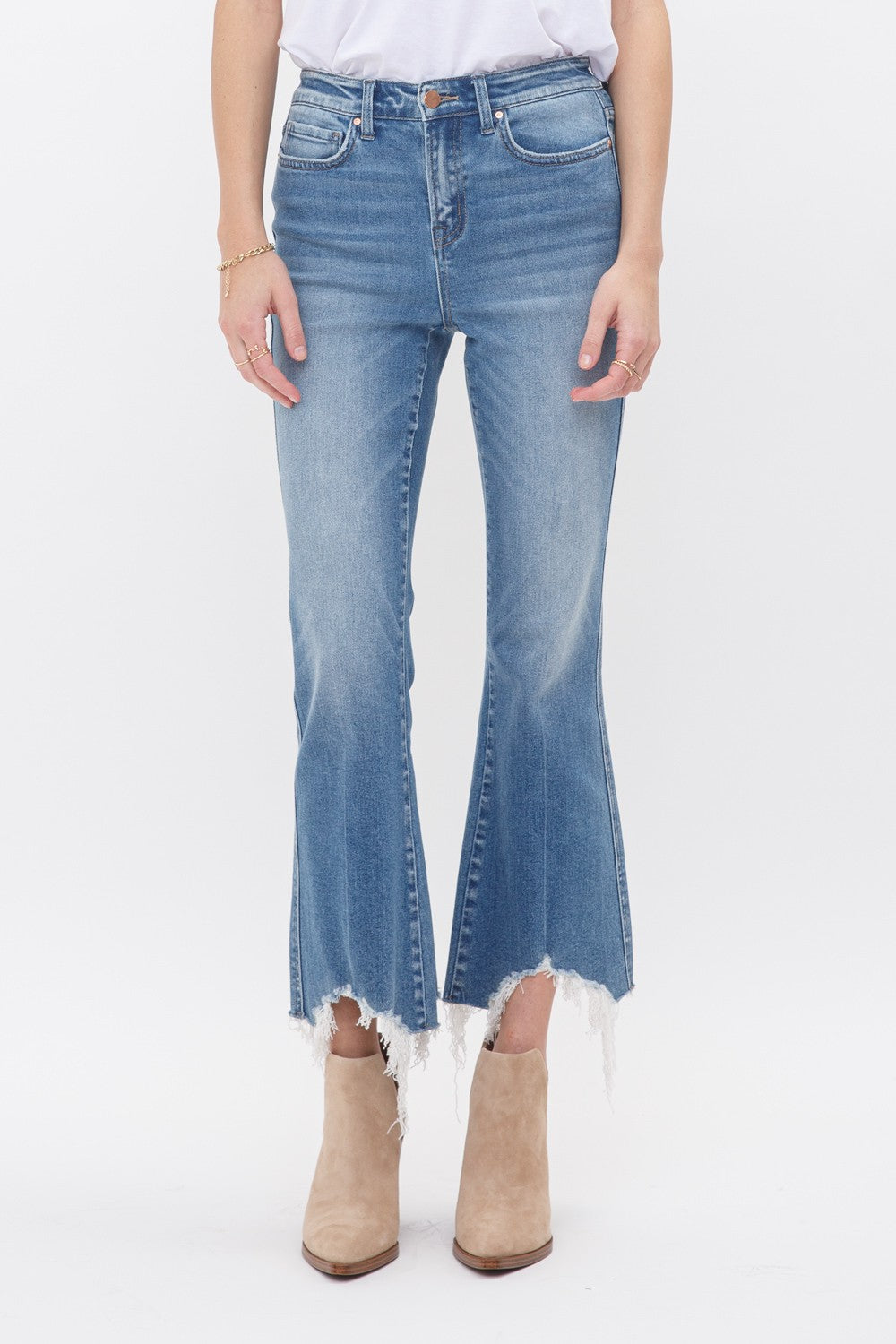 Moscato High Rise Crop Uneven Hem Jeans By Mica Denim
