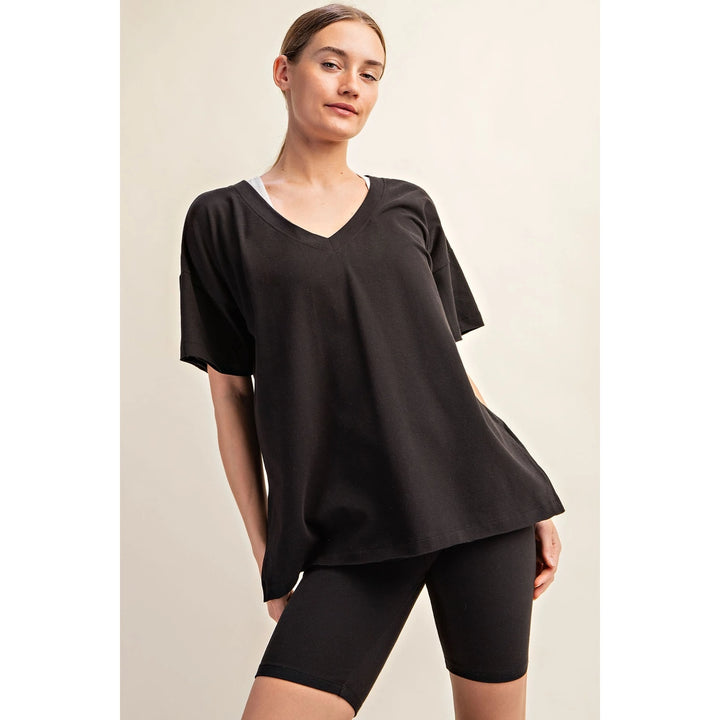 V-Neck Tee by Rae Mode - Black