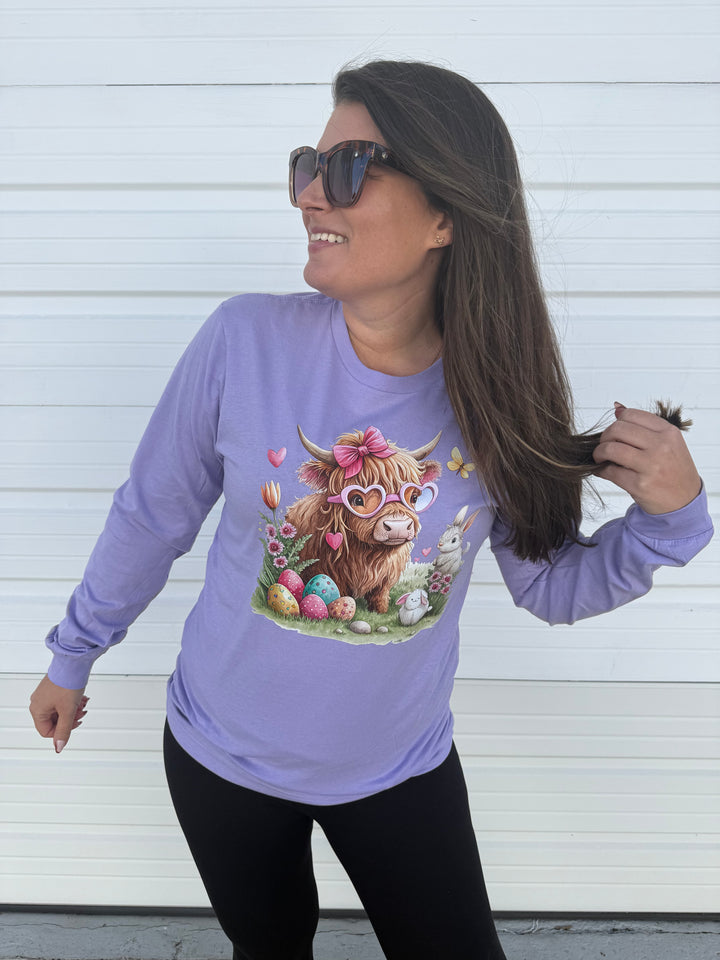 by PrepO: Lavender Easter Friends Long Sleeve Graphic Tee (Ships in 2-3 Weeks)