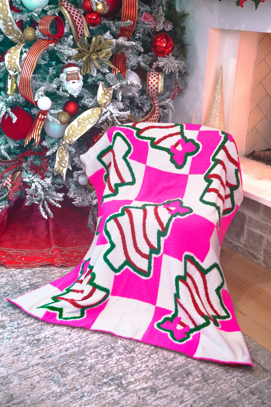 Checkered Bow Christmas Treat Blanket by Jess Lea (PREORDER: Ships in October)
