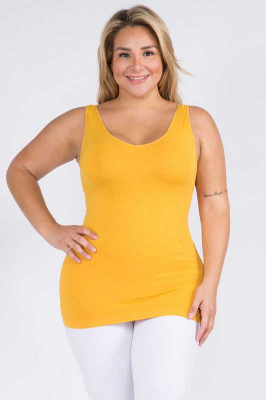 Reversible V or U Seamless Tank - Mustard by Yelete
