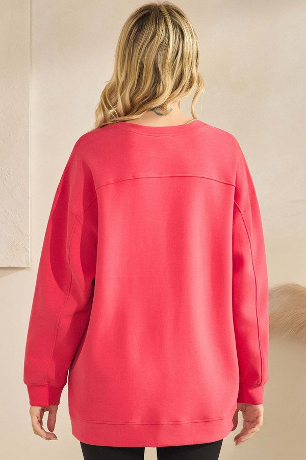 Long Sleeve Top With Side Pockets - Winter Berry by Yelete