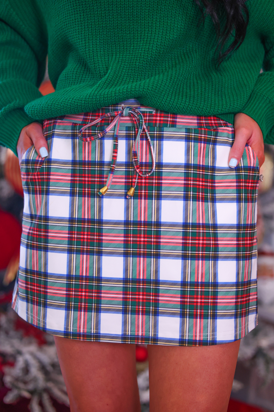 White Christmas Plaid Skort by Jess Lea (PREORDER: Ships in October)
