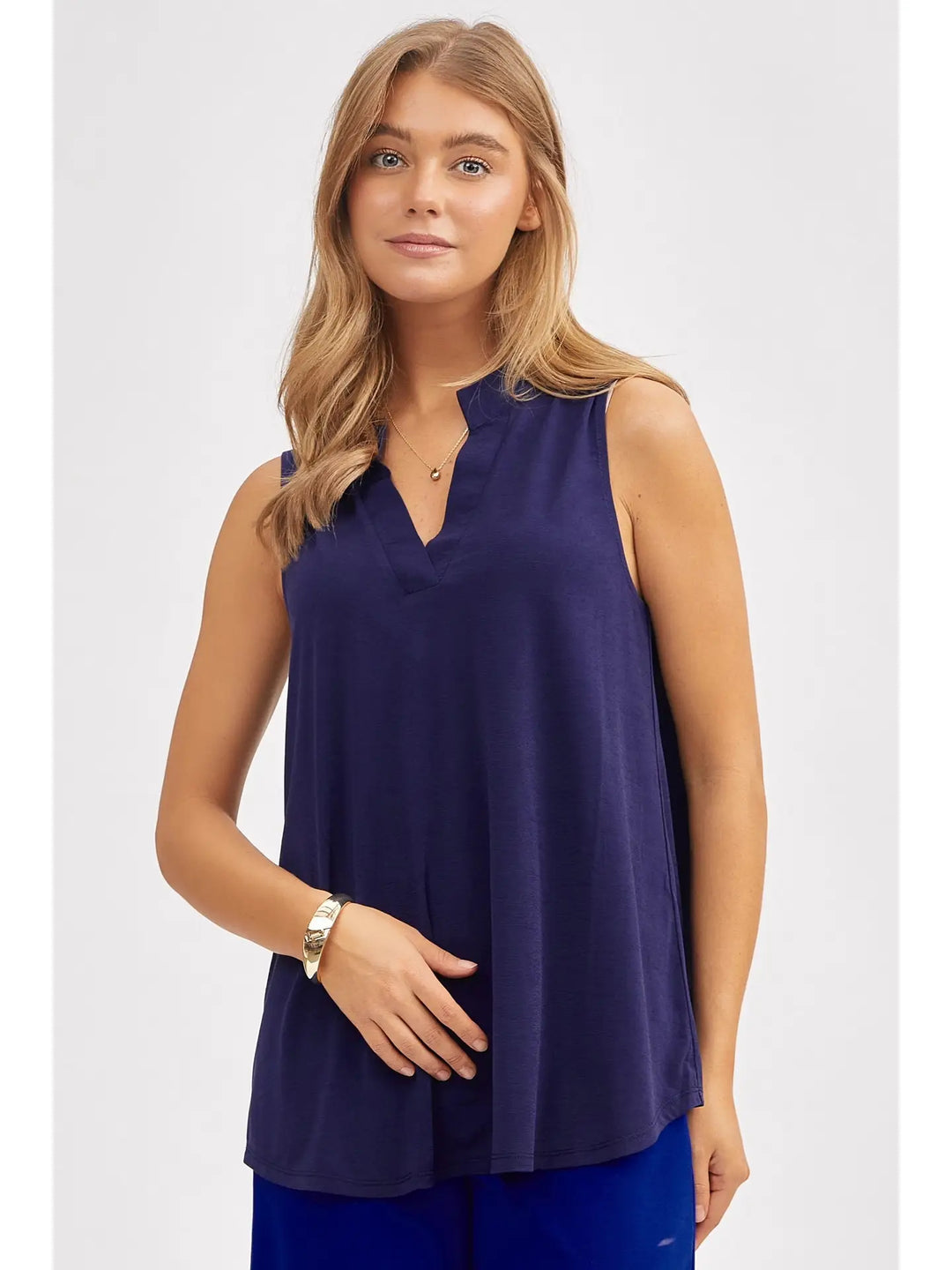 Lizzy Solid A-Line Tank - Navy