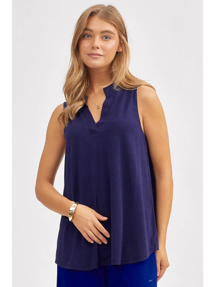 Lizzy Solid A-Line Tank - Navy