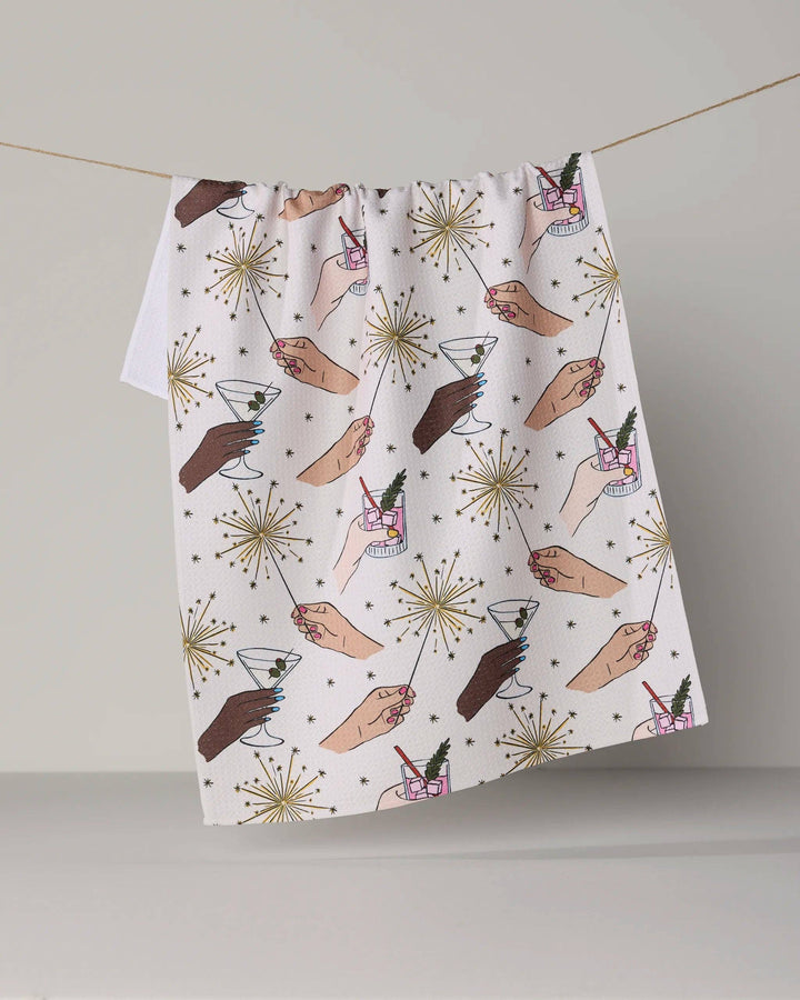 Glitter Cheers Tea Towel by Geometry