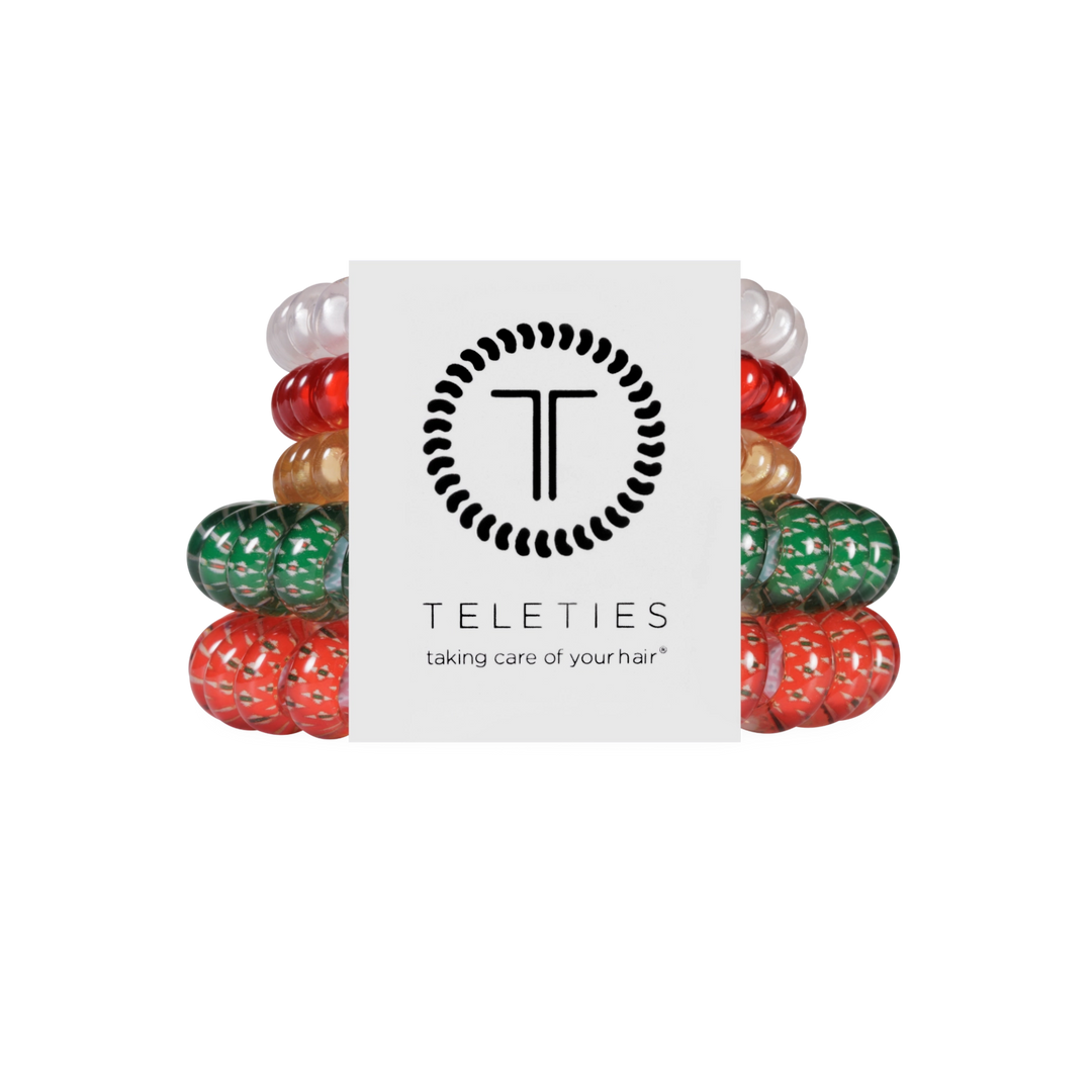 Teleties Hair Tie - Large and Small Band Pack of 5 - Jolly &amp; Bright (Ships in 1-2 Weeks)