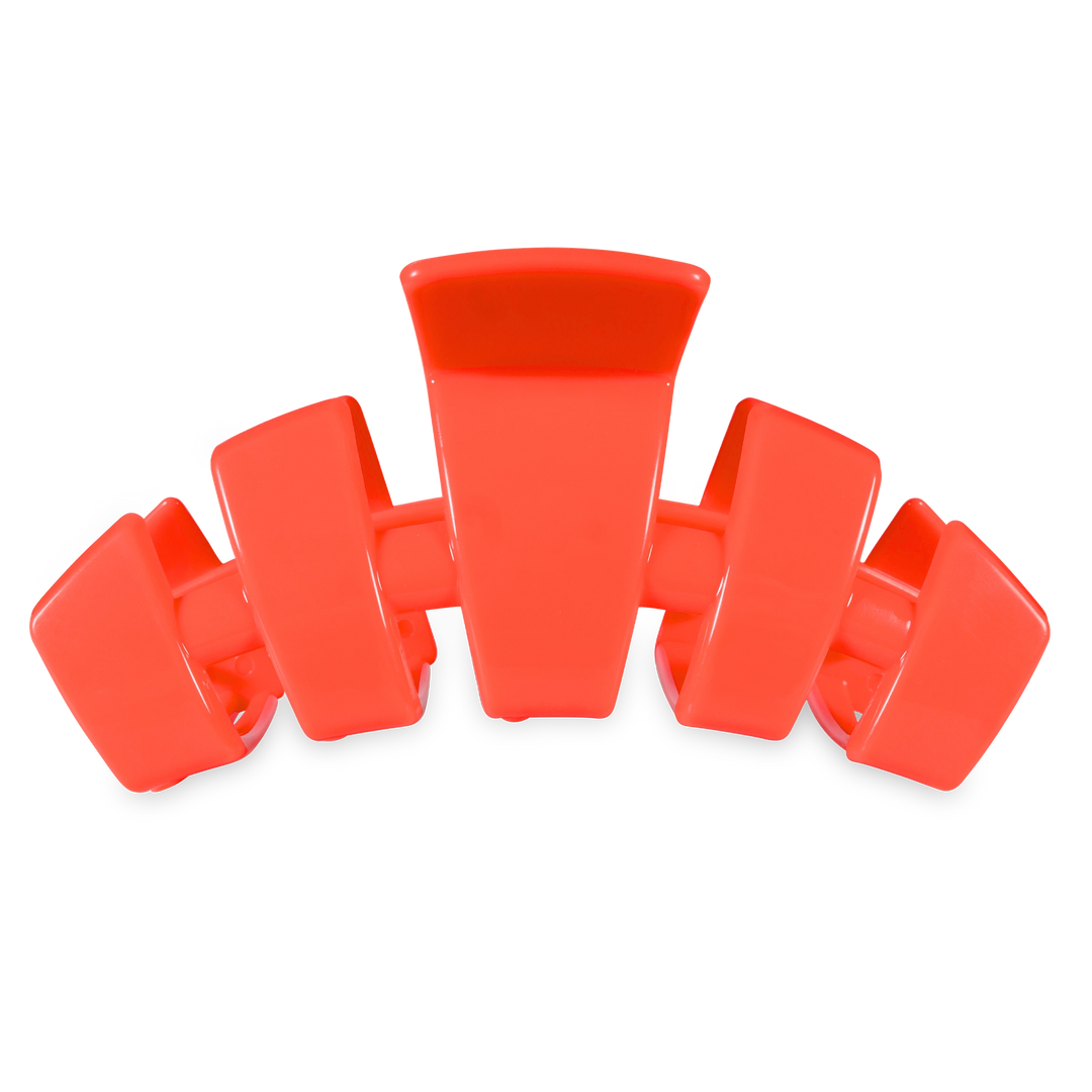Teleties coral red claw clip, large size, on white background