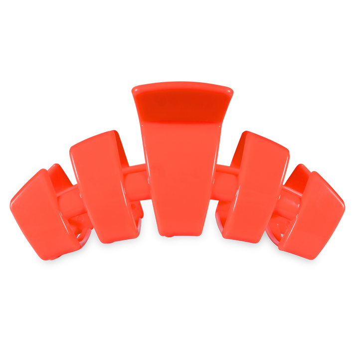 Teleties coral red claw clip, large size, on white background