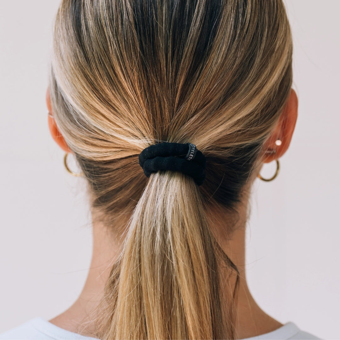 Teleties Nylon Hair Ties - Small Band Pack of 3 - Jet Black