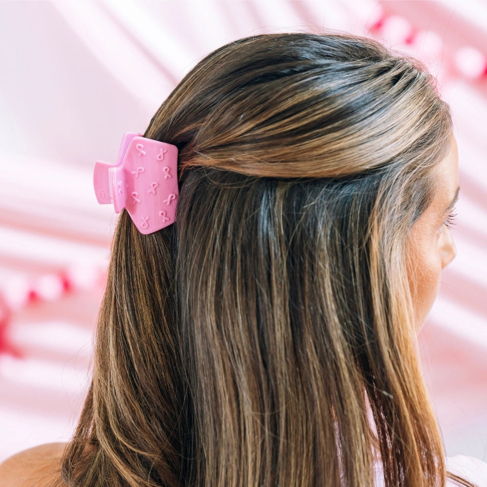 Petite Teleties Claw Clip - Pink Ribbon (Ships Next Week)