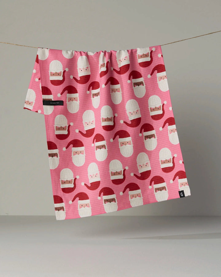 Jolly Santas Luxe Kitchen Towel by Geometry