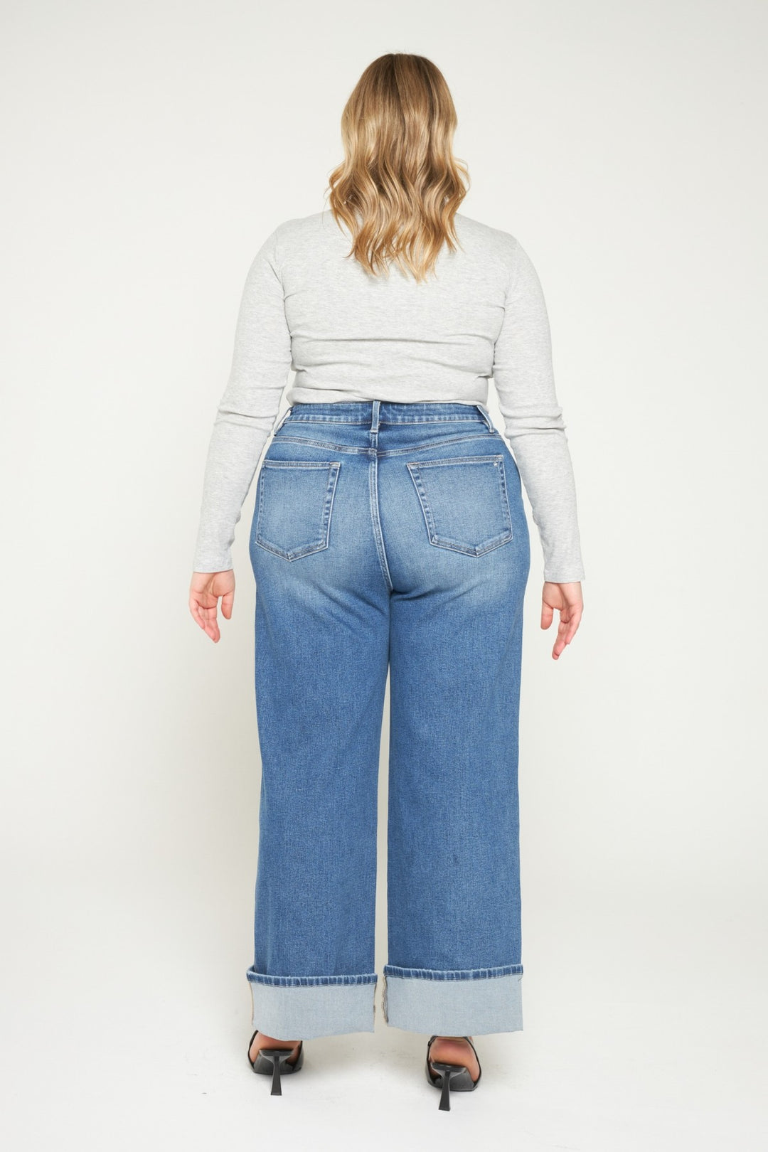 Every Bleu Super High Rise Wide Cuffed Leg Jeans By Mica Denim
