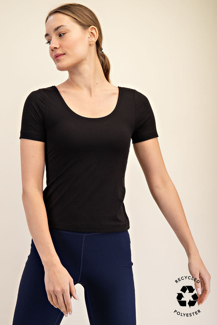 Final Sale:Like Butter Round Neck Short Sleeve Top by Rae Mode