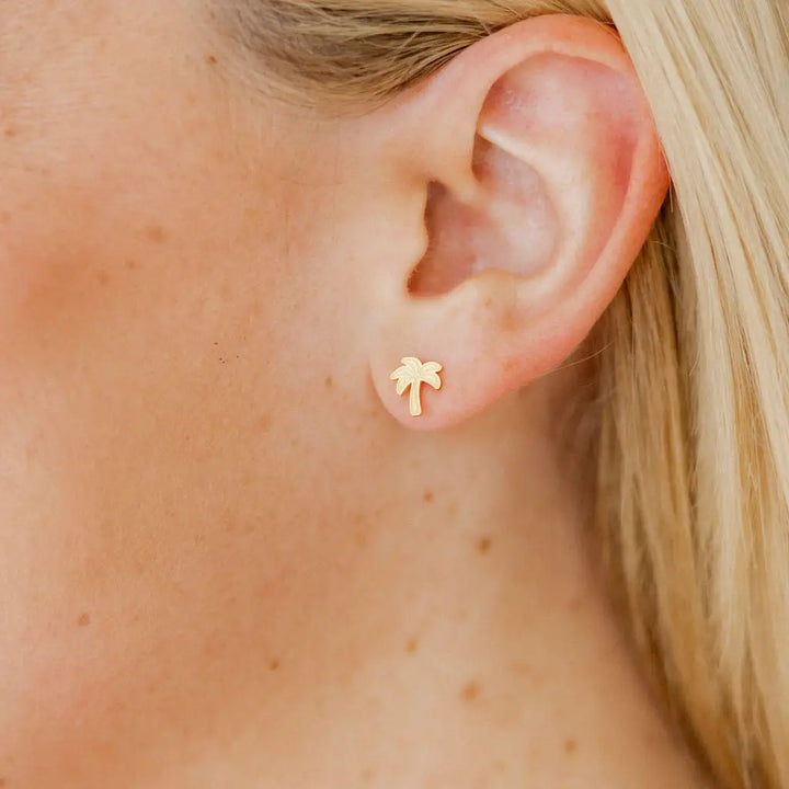 Screwback Stud Earrings - Palm Tree Gold By Linny Co