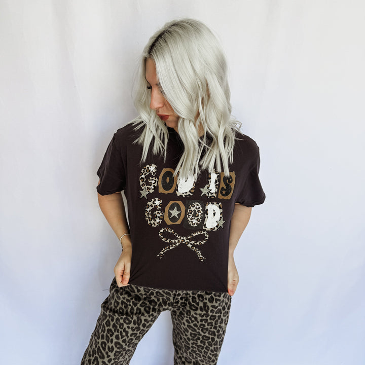 JAN ARRAY: Leopard God Is Good Graphic Tee by Festivitees (Ships in 2-3 Weeks)