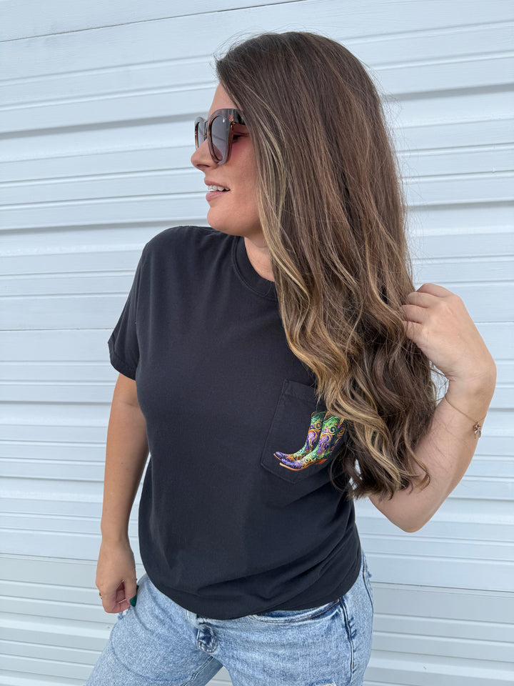 by PrepO: Mardi Gras Boots Pocket Graphic Tee (Ships in 2-3 Weeks)