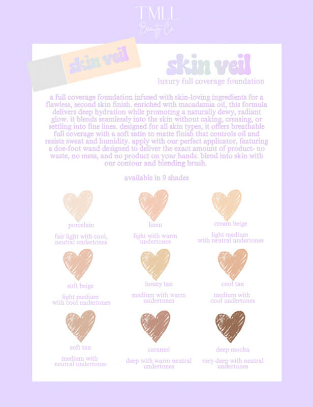 Skin Veil Luxury Full Coverage Foundation by TMLL Beauty Co. (PREORDER: Ships in 2-3 Weeks)