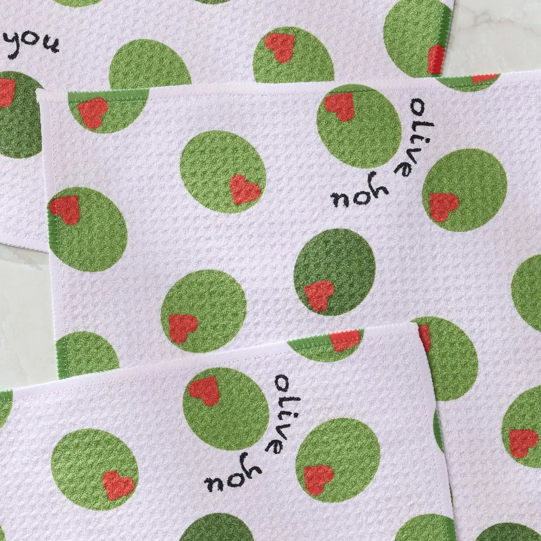 'Olive You' Dishcloth Set by Geometry