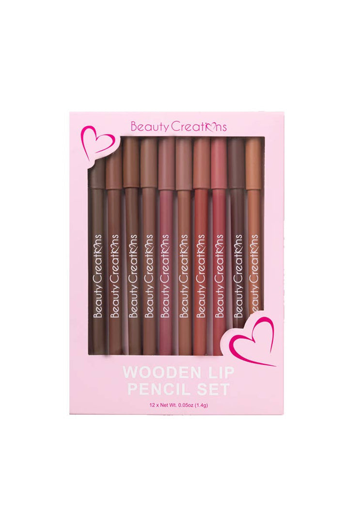 Beauty Creations 12-Piece Wooden Lip Pencil Set (Ready To Ship)