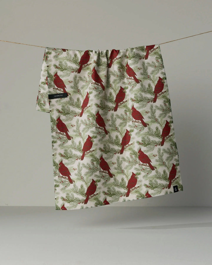 Winter Crimson Luxe Kitchen Towel by Geometry