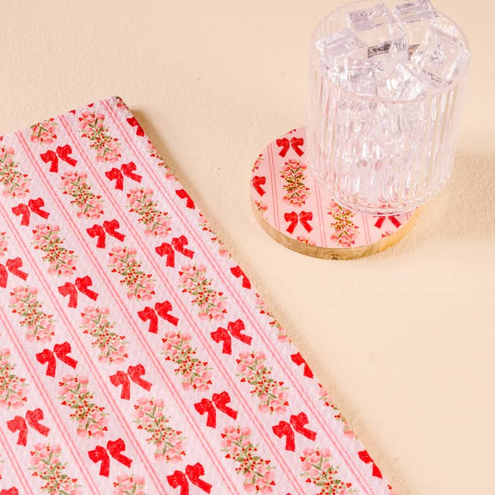 Preppy Christmas Holiday Waffle Tea Towel - Oh So Merry by the Darling Effect