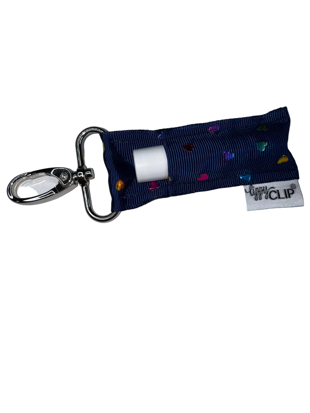 Rainbow Hearts on Navy LippyClip® (PREORDER: Ships in 2-3 Weeks)
