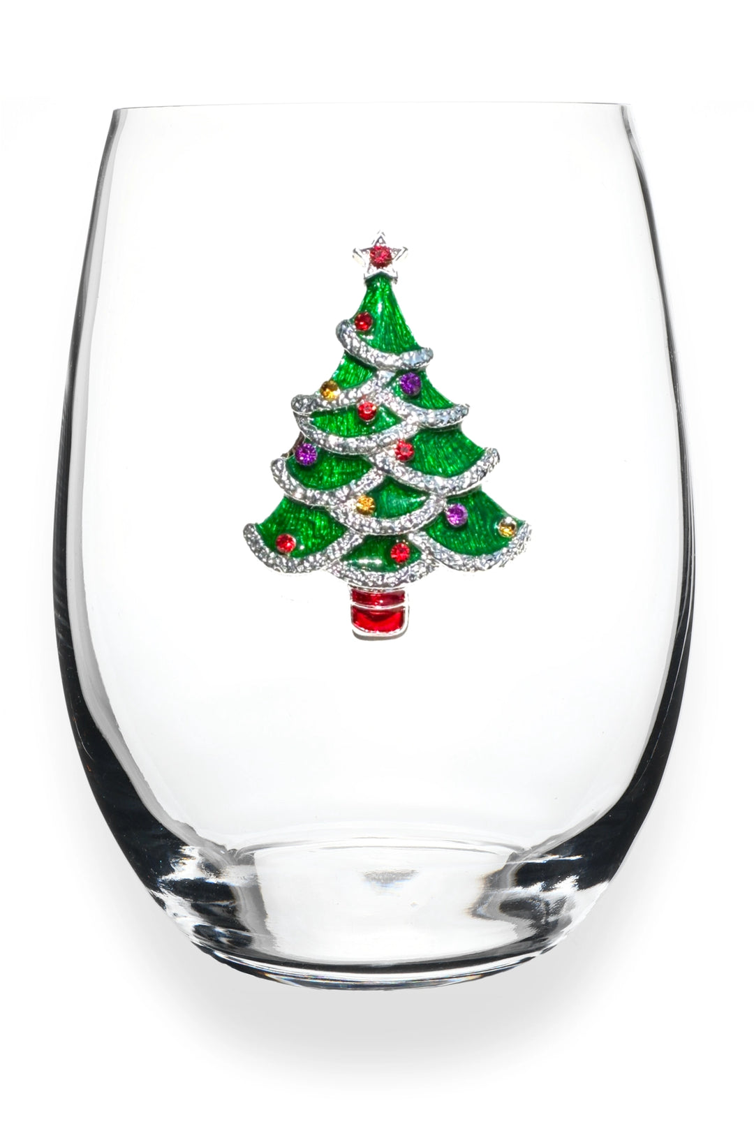 Jeweled Christmas Tree Stemless Wine Glass