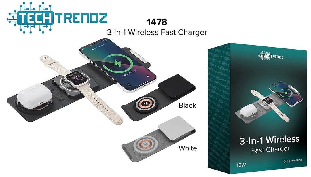 3-in-1 Wireless Fast Charger by Tech Trendz (Ships in 2-3 Weeks)