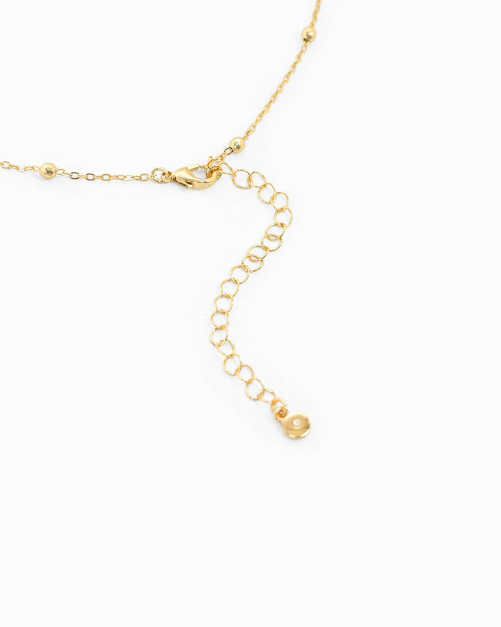 Pressed Flower Clover Station Necklace - Pink