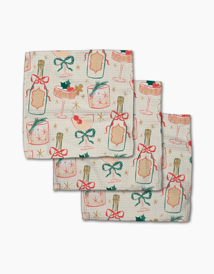 Christmas Cocktails Dishcloth Set By Geometry